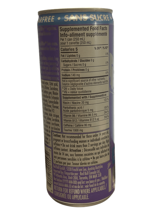 Red Bull Zero Sugar Grape Fruit & Blossom Energy Drink 250ML - Canadian Edition - Jack Righteous