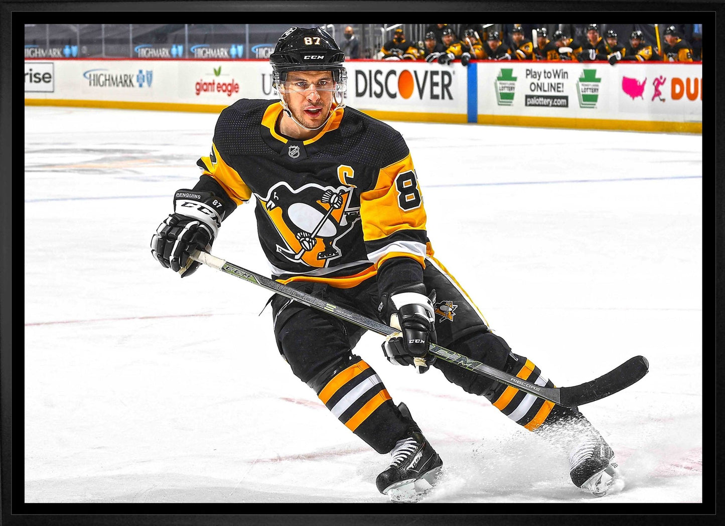 Sidney Crosby Pittsburgh Penguins Framed 20x29 Action Canvas - Jack Righteous
