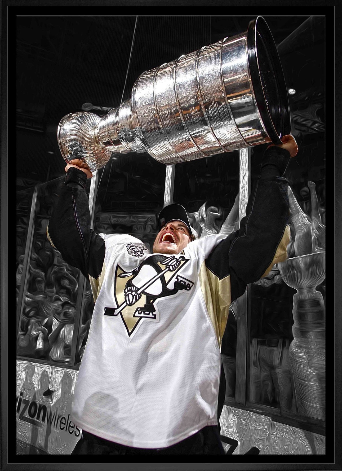 Sidney Crosby Pittsburgh Penguins Framed 20x29 Raising Cup Spotlight Canvas - Jack Righteous