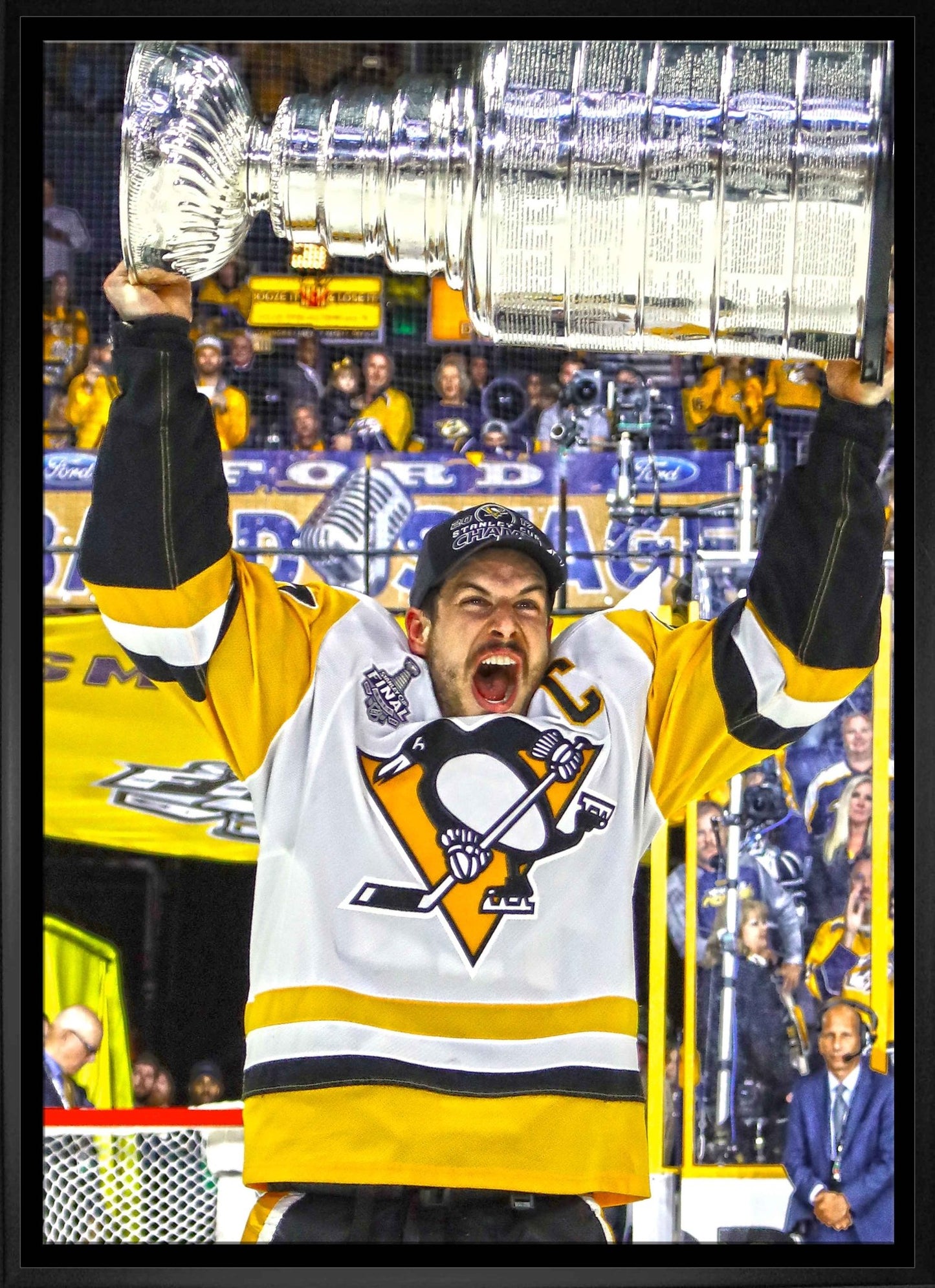 Sidney Crosby Pittsburgh Penguins Framed 20x29 Raising Stanley Cup Canvas - Jack Righteous