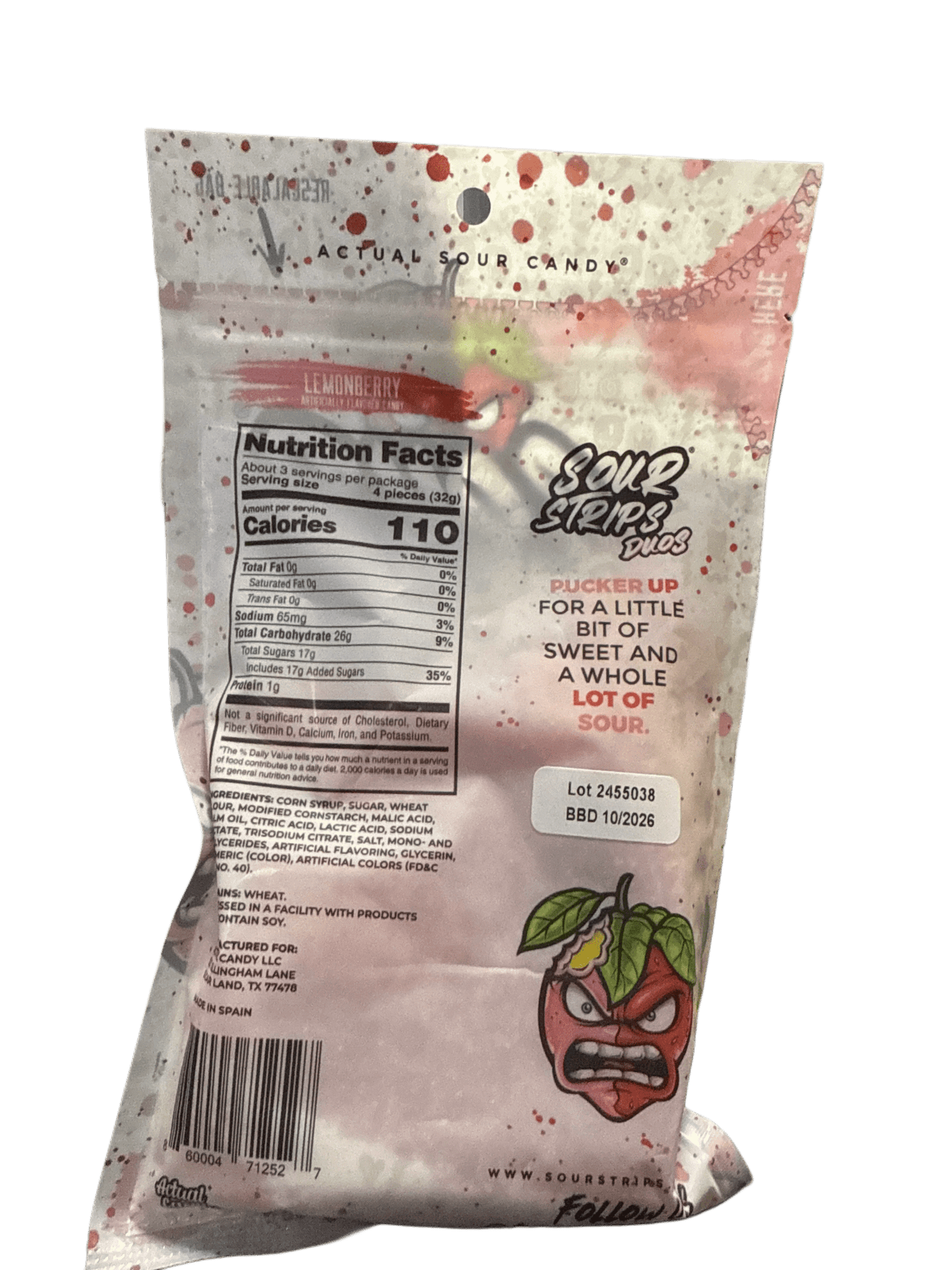 Sour Strips Lemonberry Flavour 96G - U.S Edition - Jack Righteous