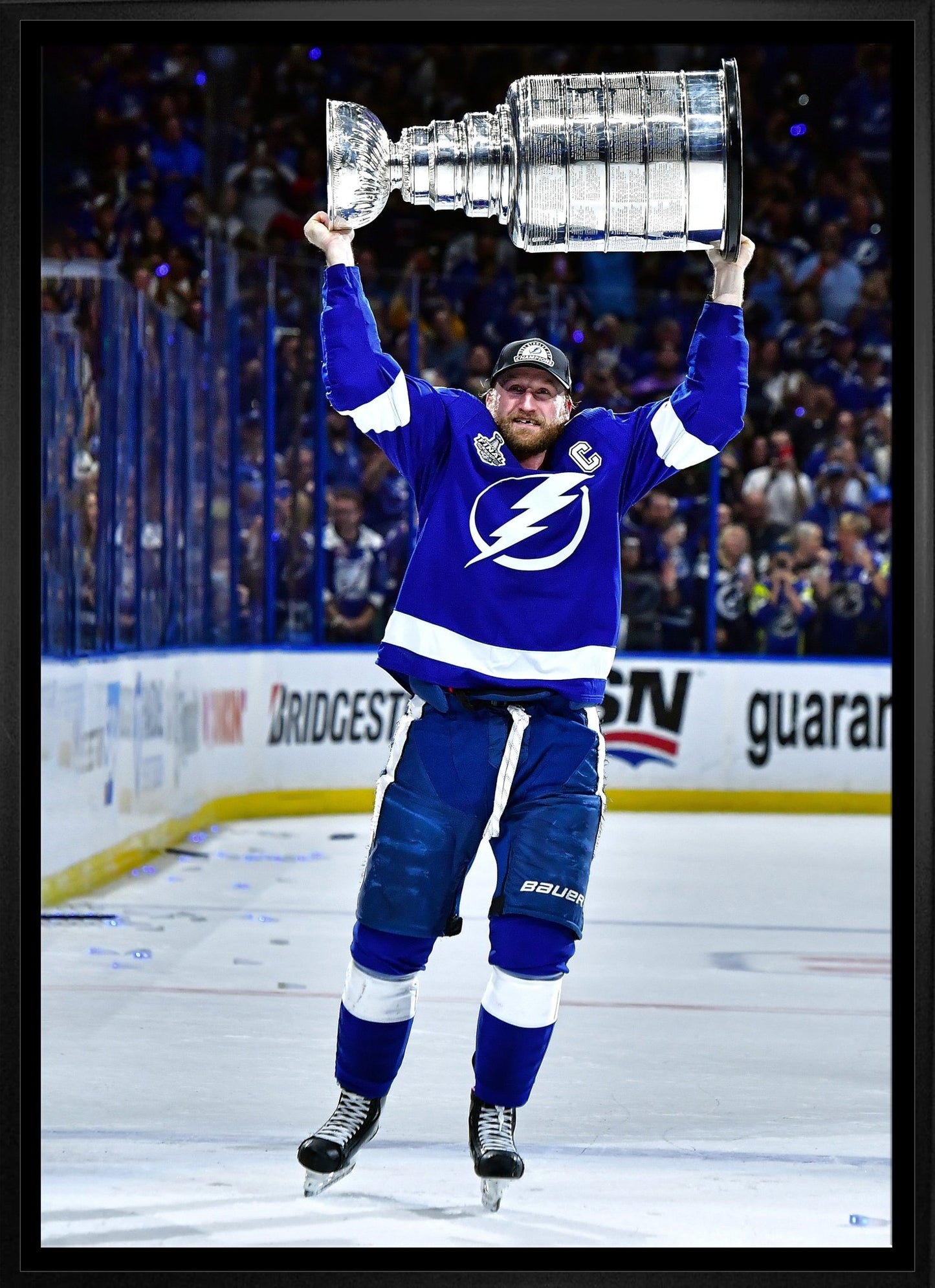Steven Stamkos Tampa Bay Lightning Framed 20x29 Lifting 2021 Stanley Cup Canvas - Jack Righteous