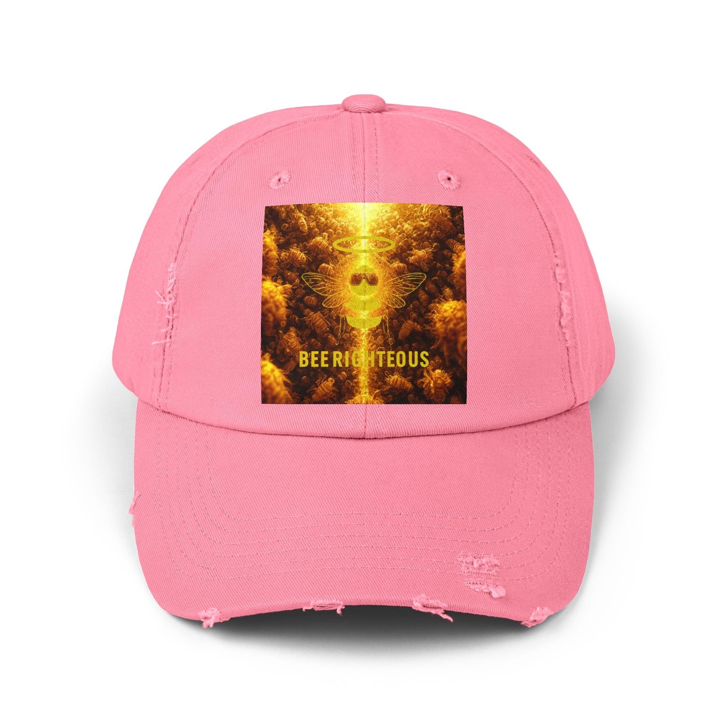Stylish Distressed Cap - 'Bee Righteous' Design, Trendy Hat for Streetwear, Gift for Him/Her, Summer Accessory, Unisex Fashion - Jack Righteous