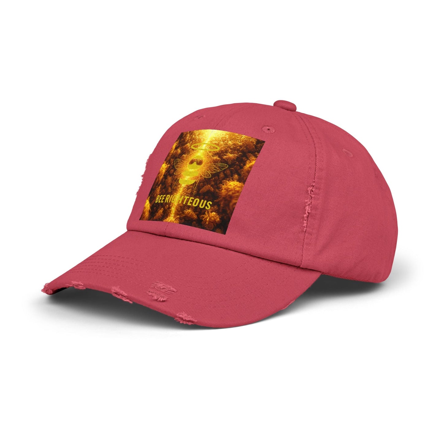 Stylish Distressed Cap - 'Bee Righteous' Design, Trendy Hat for Streetwear, Gift for Him/Her, Summer Accessory, Unisex Fashion - Jack Righteous