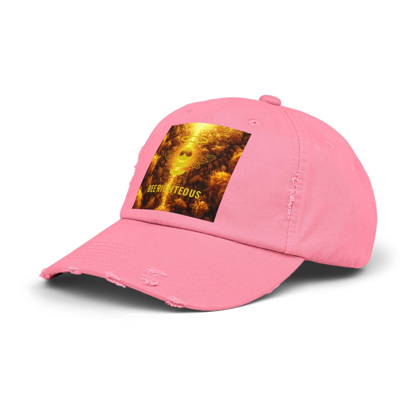 Stylish Distressed Cap - 'Bee Righteous' Design, Trendy Hat for Streetwear, Gift for Him/Her, Summer Accessory, Unisex Fashion - Jack Righteous