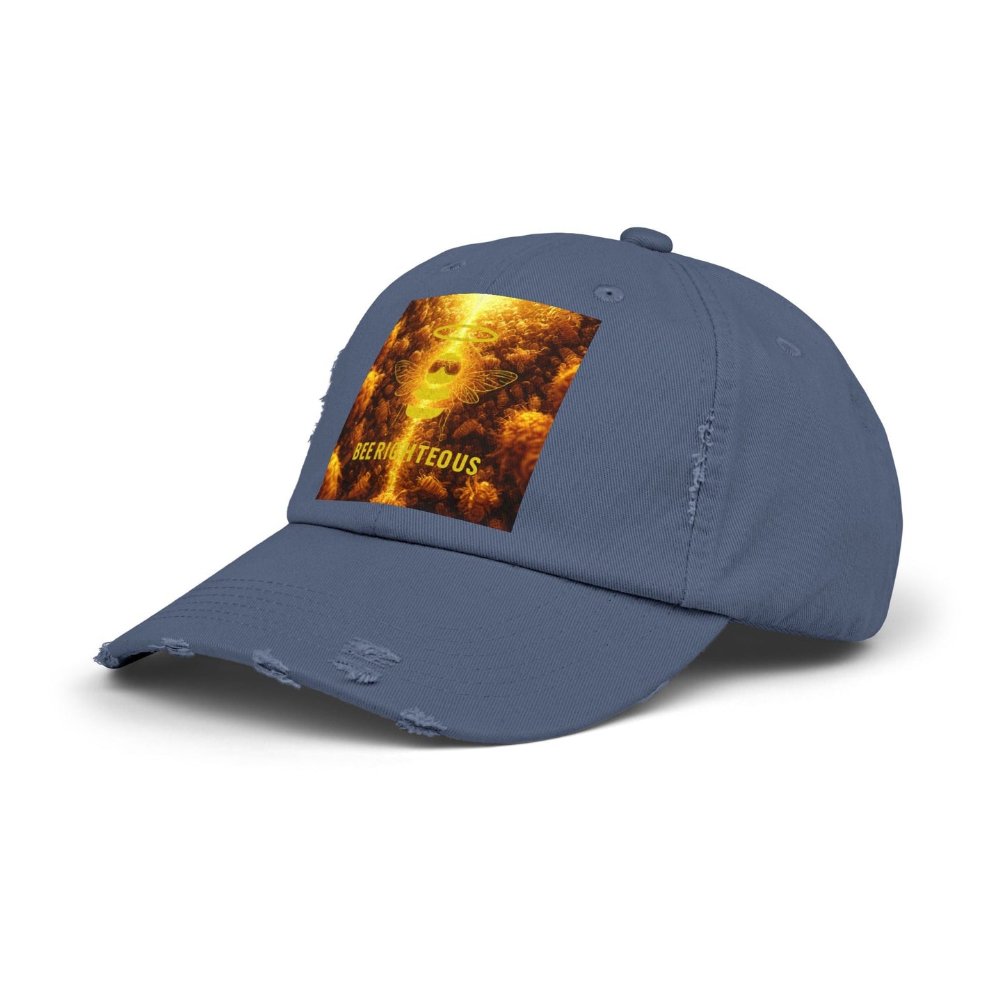 Stylish Distressed Cap - 'Bee Righteous' Design, Trendy Hat for Streetwear, Gift for Him/Her, Summer Accessory, Unisex Fashion - Jack Righteous