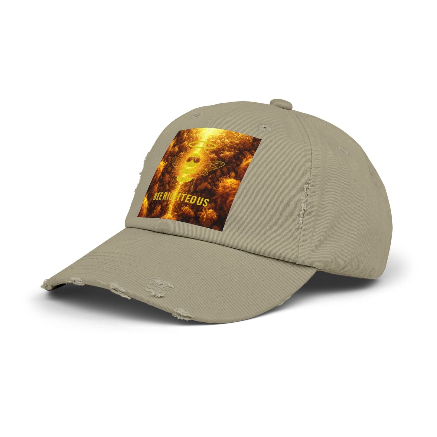 Stylish Distressed Cap - 'Bee Righteous' Design, Trendy Hat for Streetwear, Gift for Him/Her, Summer Accessory, Unisex Fashion - Jack Righteous