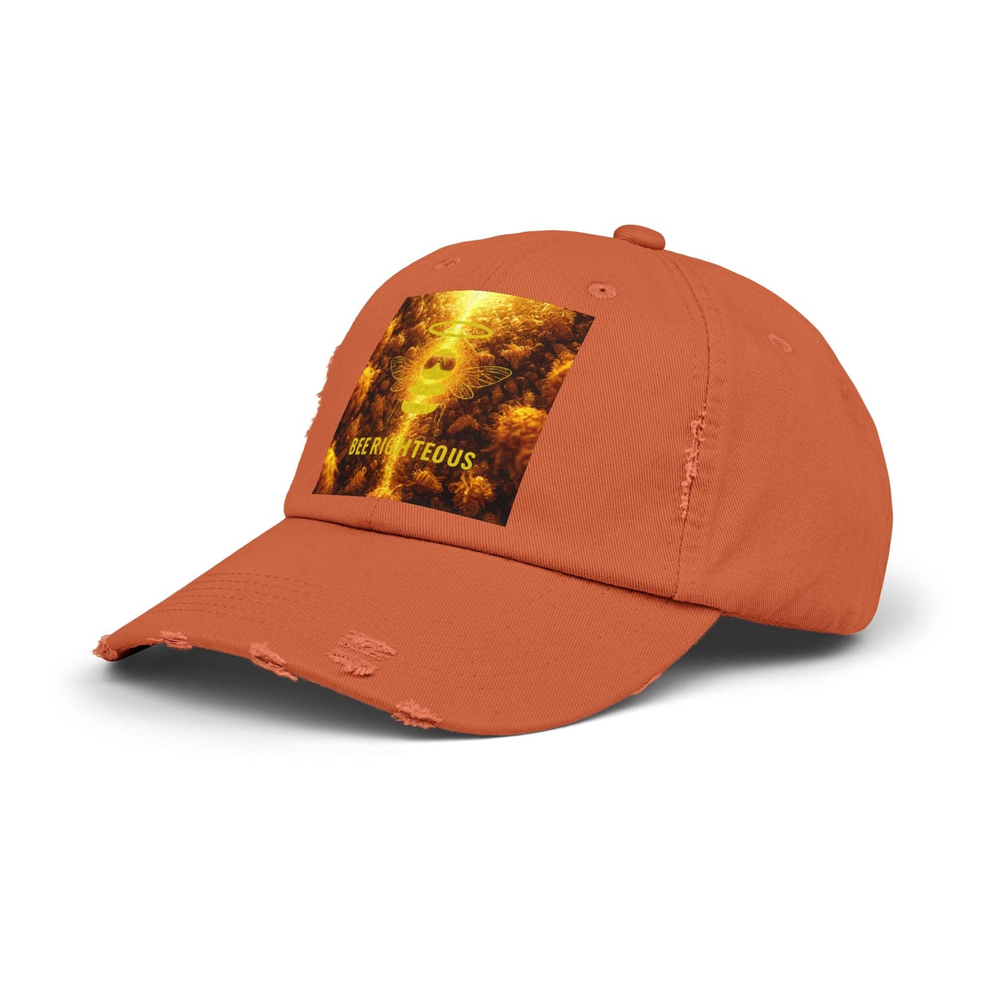 Stylish Distressed Cap - 'Bee Righteous' Design, Trendy Hat for Streetwear, Gift for Him/Her, Summer Accessory, Unisex Fashion - Jack Righteous