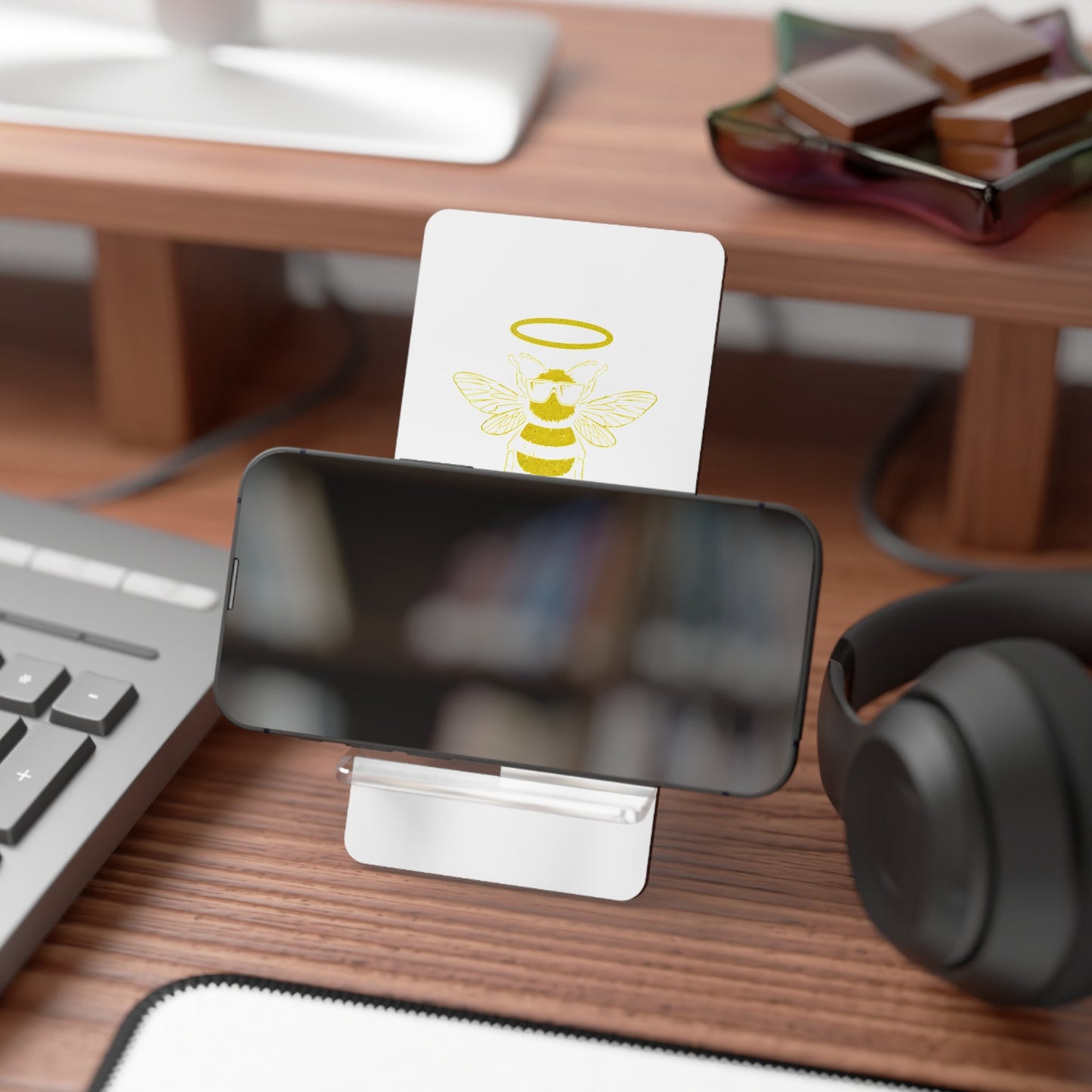 Stylish Smartphone Stand, Bee Righteous Phone Holder, Modern Desk Accessory, Unique Gift for Beekeepers, Home Office Decor, Birthday Present - Jack Righteous