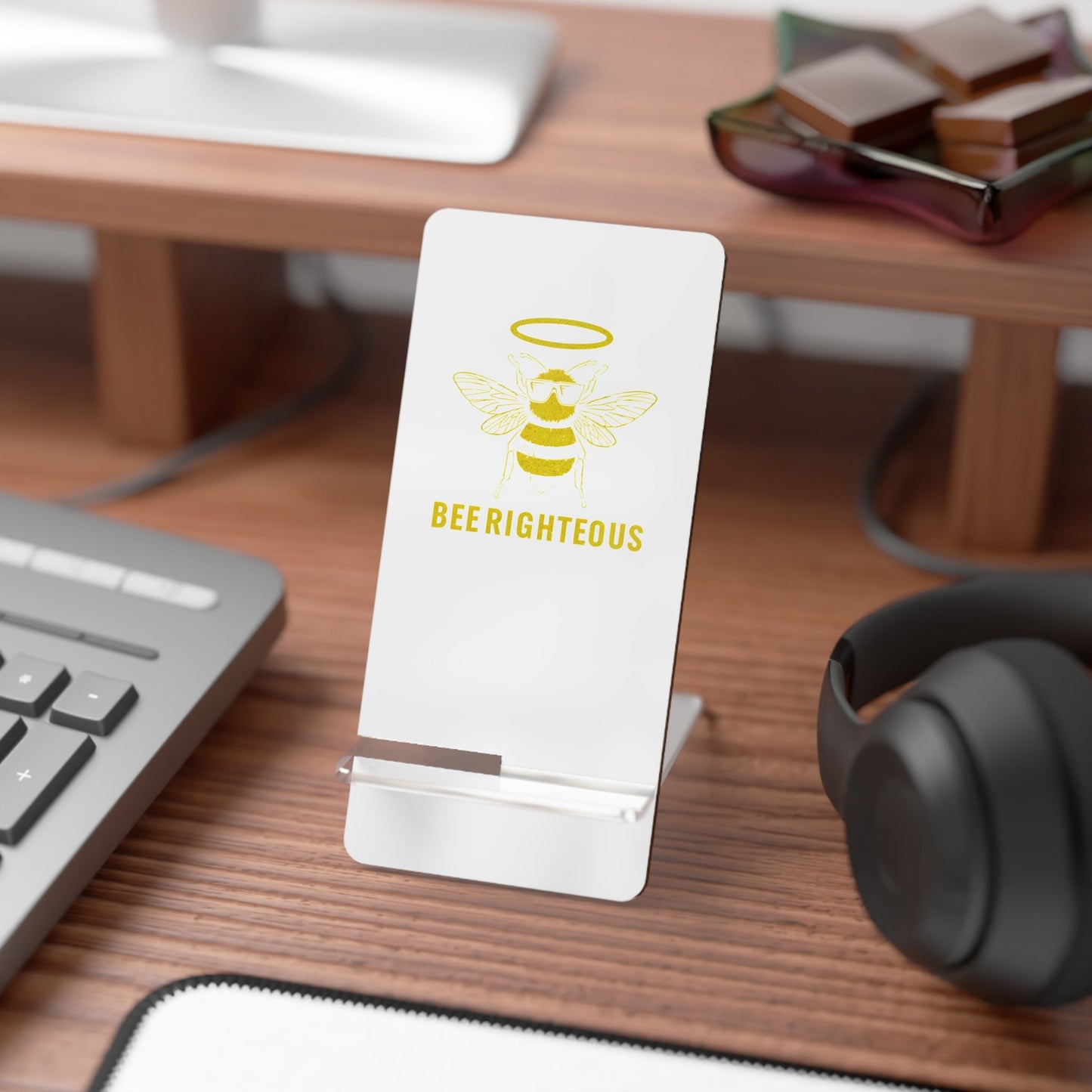 Stylish Smartphone Stand, Bee Righteous Phone Holder, Modern Desk Accessory, Unique Gift for Beekeepers, Home Office Decor, Birthday Present - Jack Righteous