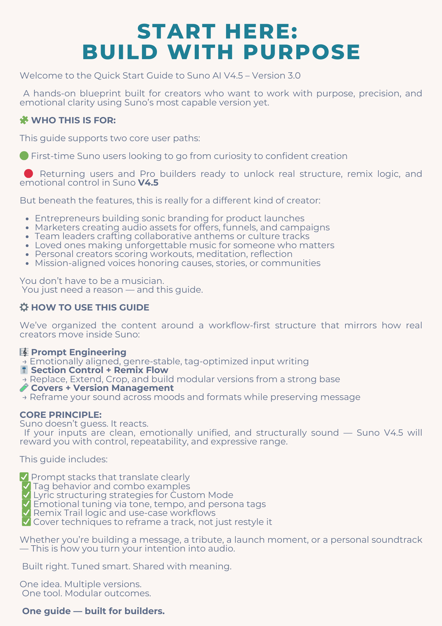 Suno AI Quick Start Guide V4.5 (Free PDF for Creators) - Jack Righteous