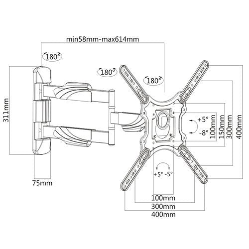 Support mural articulé 23 - 55 pouces ProTech FL - 505 - Jack Righteous