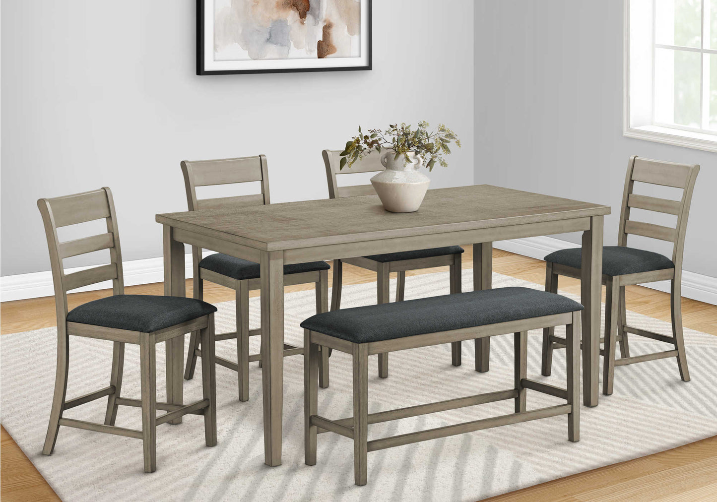 Table à manger en bois plaqué gris - Monarch (I1381) - Jack Righteous