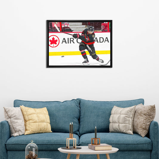 Tim Stutzle Ottawa Senators Framed 20x29 Shooting Canvas - Jack Righteous