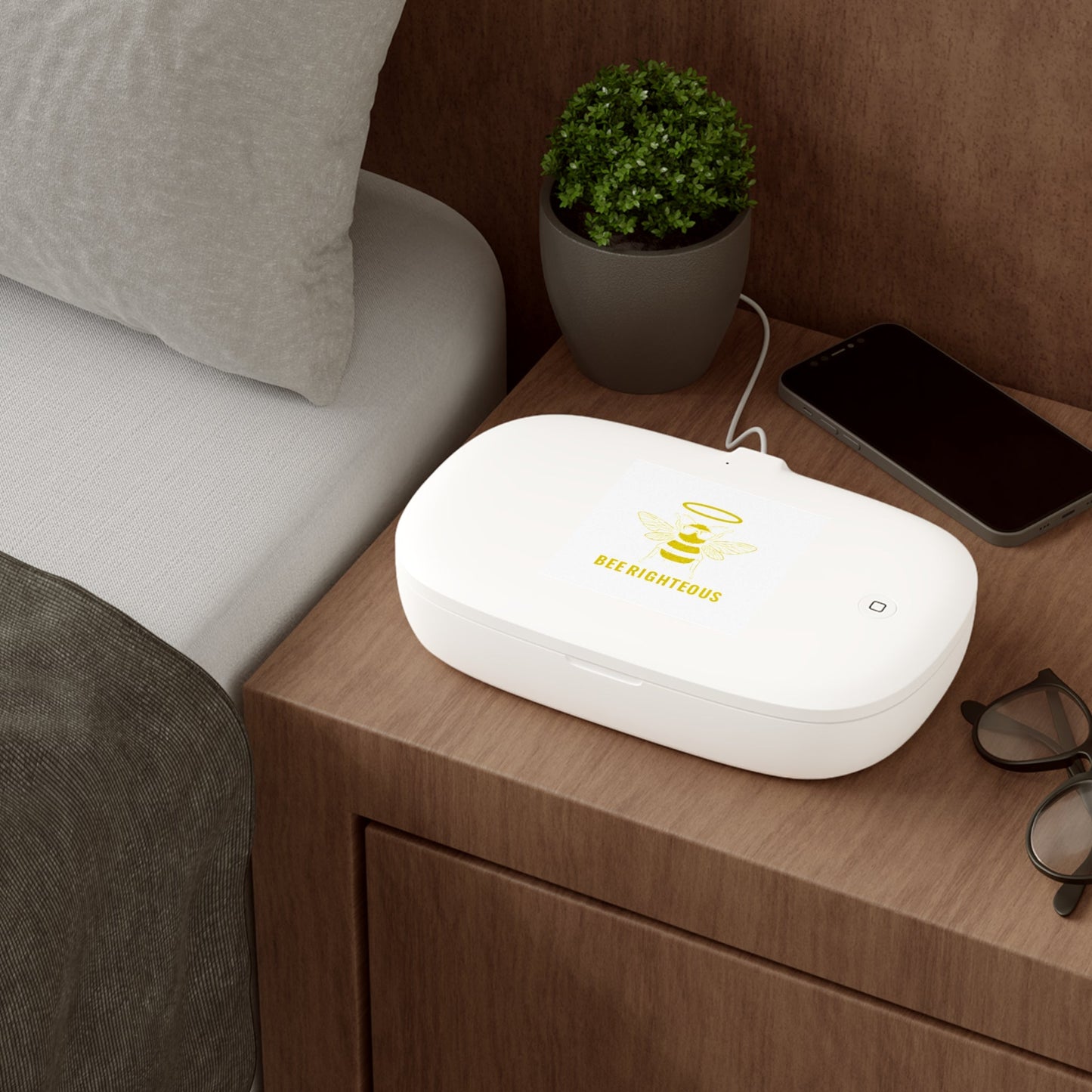 UV Phone Sanitizer & Wireless Charger - Bee Righteous Design, Eco - Friendly Gadget, Gift for Tech Lovers, Home Office Decor, - Jack Righteous