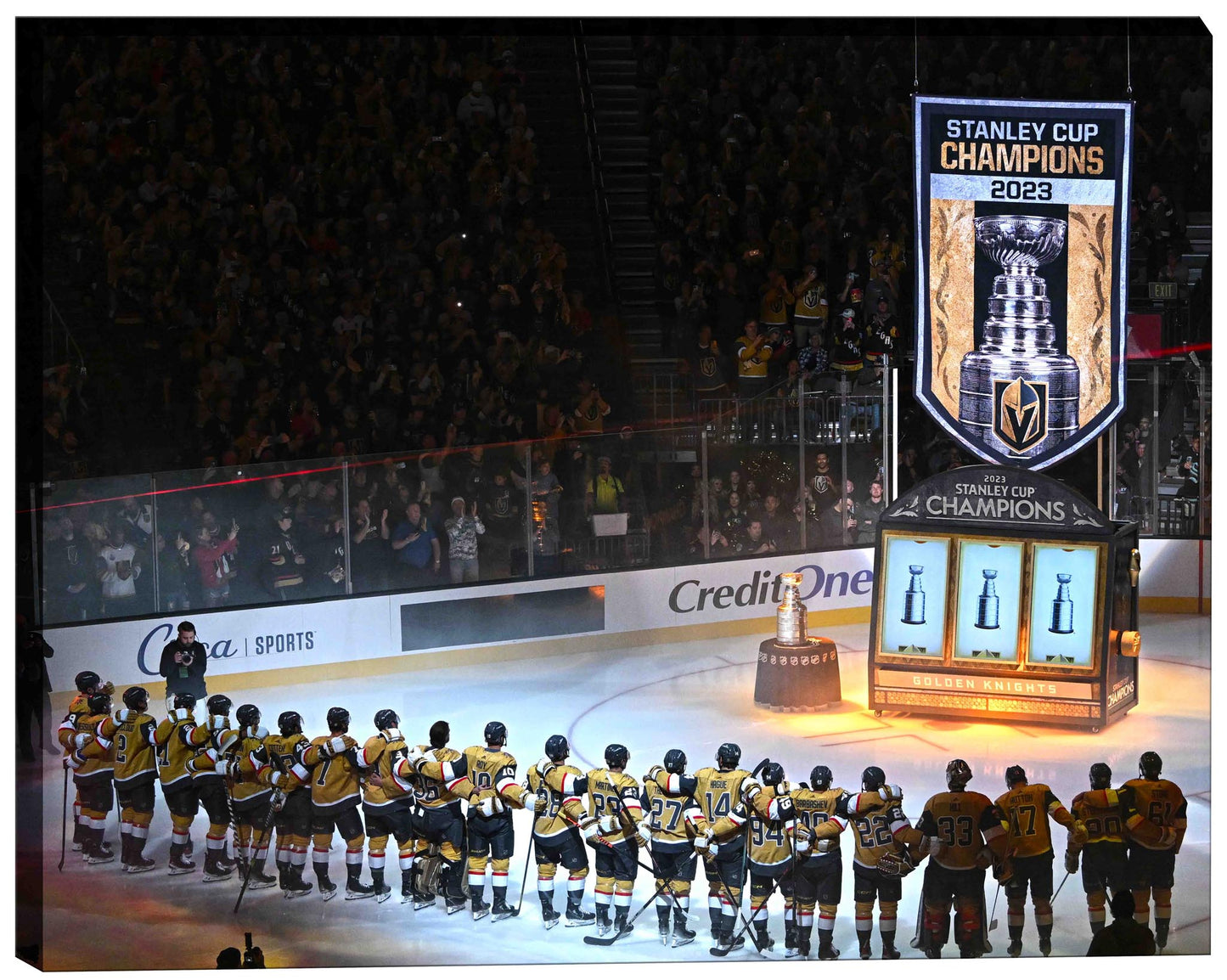 Vegas Golden Knights 16x20 Canvas Banner Raising Line - up - H - Jack Righteous