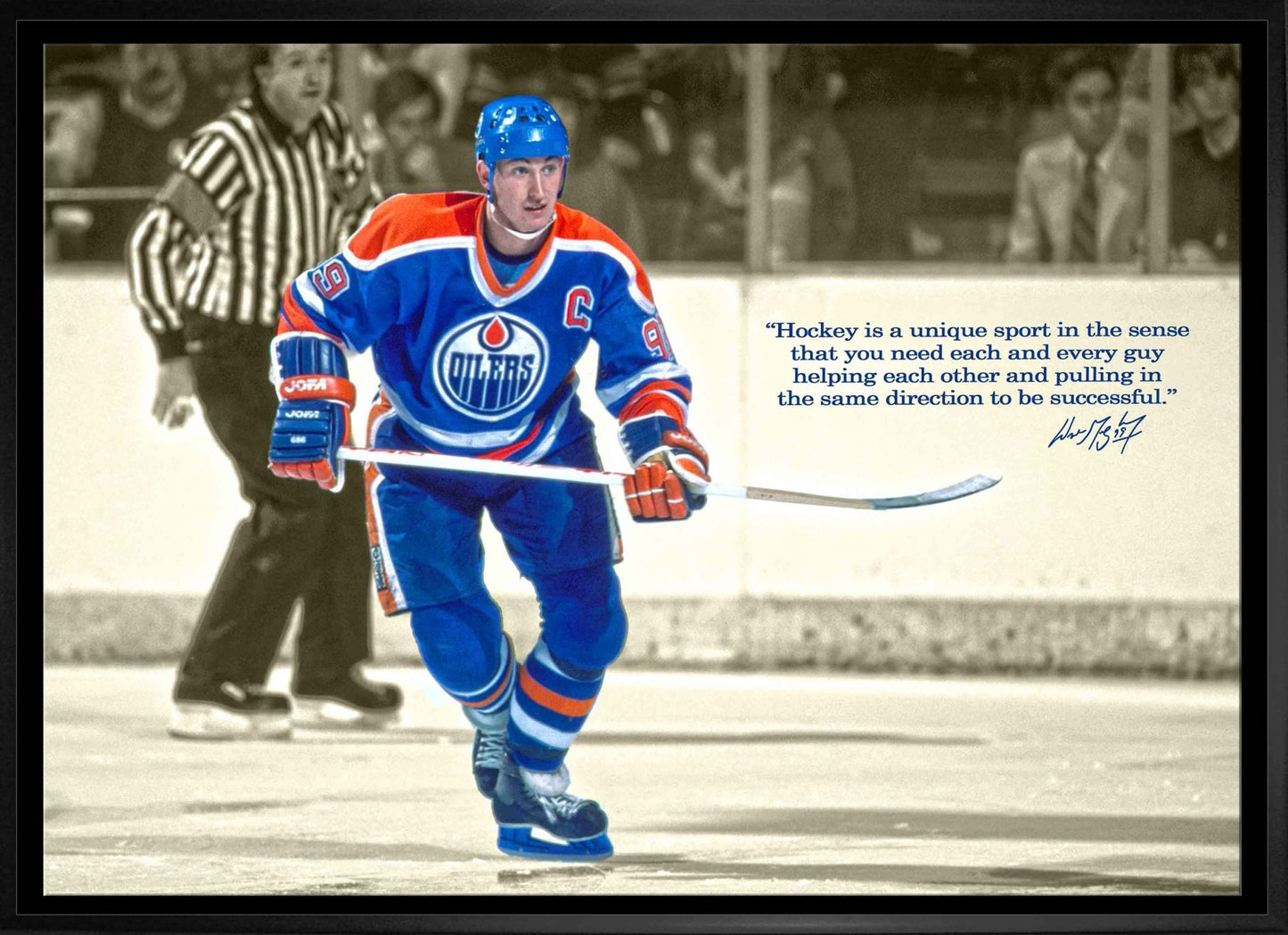Wayne Gretzky Edmonton Oilers Framed 20x29 Skating Canvas with Quote - Jack Righteous
