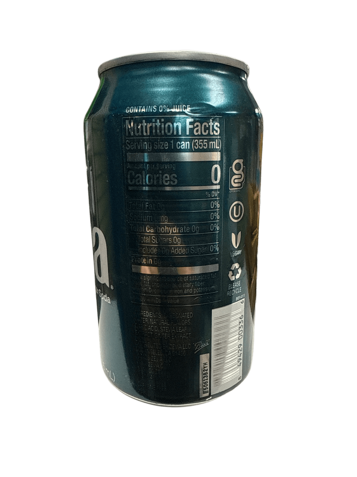 Zevia Zero Sugar Ginger Ale Flavoured Soda 355ML - Canadian Edition - Jack Righteous