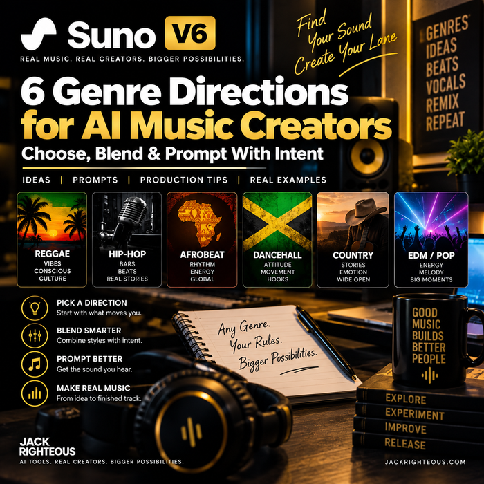 6 Genre Directions for AI Music Creators — Jack Righteous cover