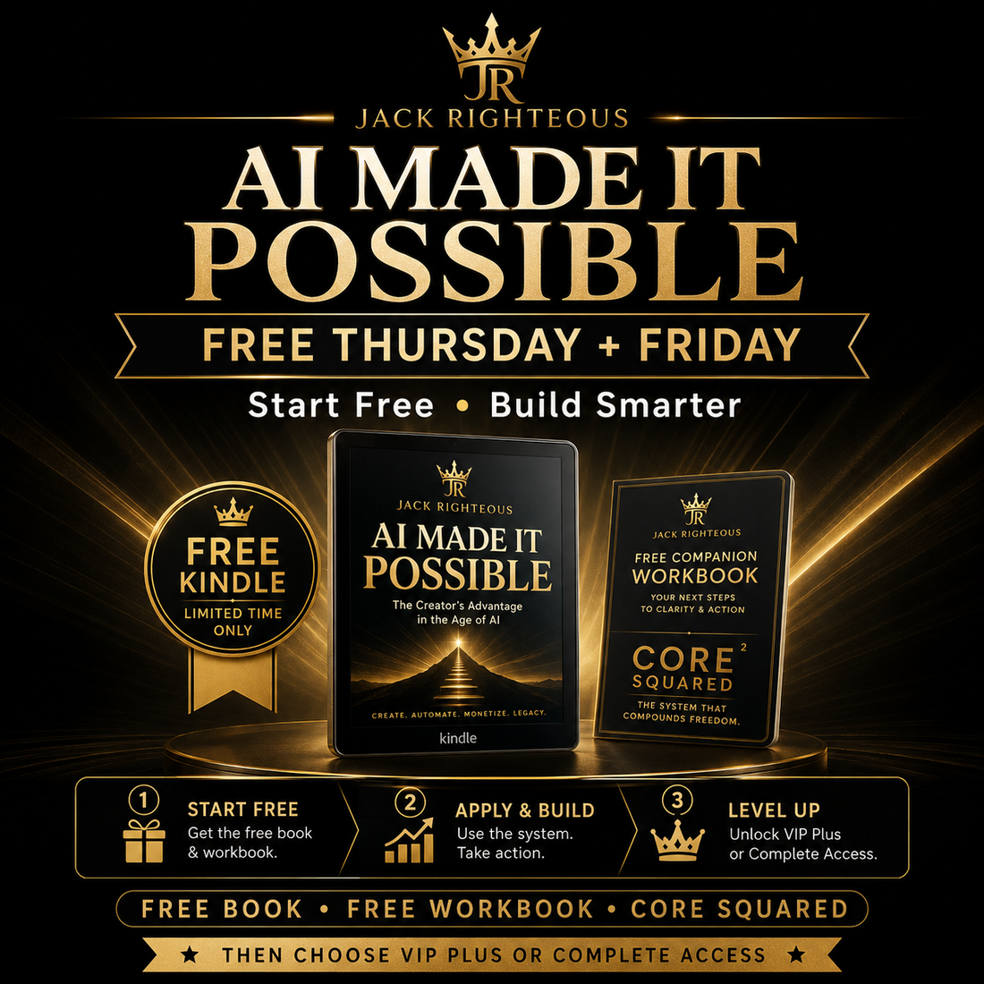 AI Made It Possible Kindle promotion and Jack Righteous access update for creators building with AI
