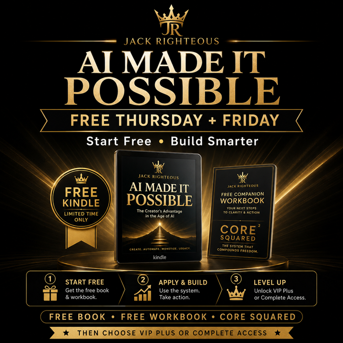 AI Made It Possible Kindle promotion and Jack Righteous access update for creators building with AI