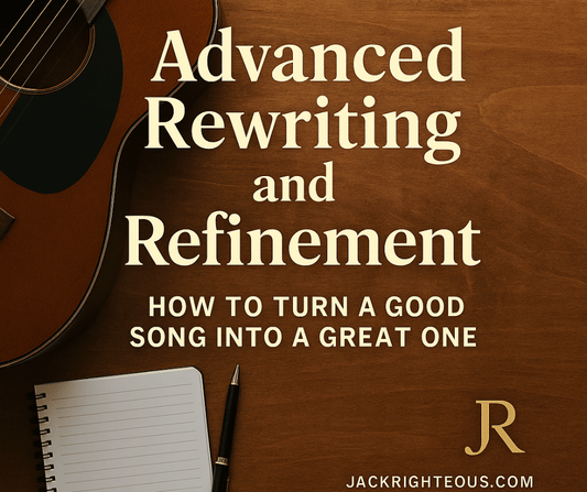Cover with guitar, notebook, pen, and the title “Advanced Rewriting and Refinement,” featuring JR branding.
