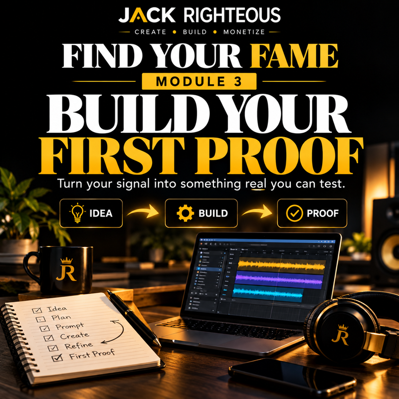 Find Your Flame Module 3: Build Your First Proof — JackRighteous.com article cover