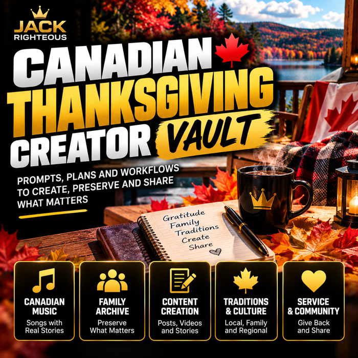 Canadian Thanksgiving Creator Vault for music, family, bilingual stories and campaigns — JackRighteous.com cover