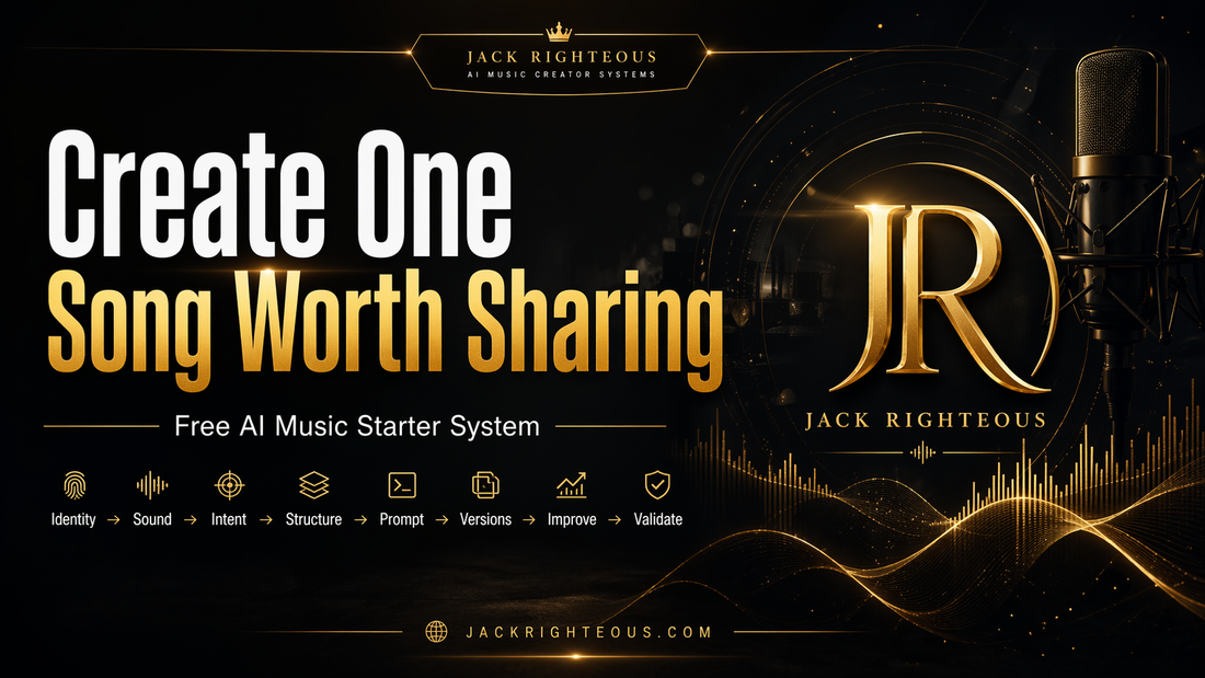 AI music starter system cover for creating one song worth sharing with Jack Righteous branding