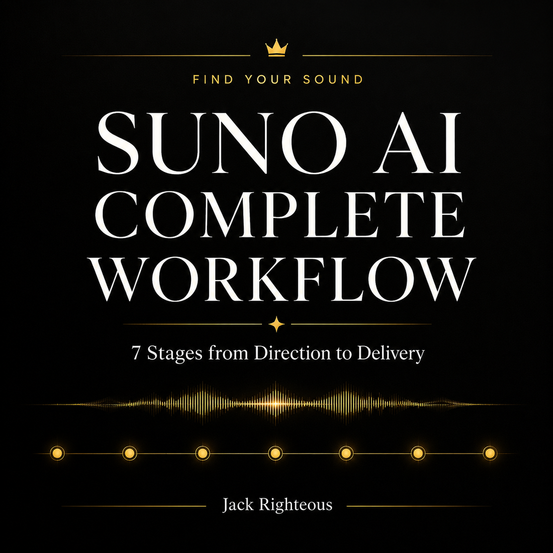 Premium Suno AI workflow cover showing seven stages from creative direction to final song delivery.