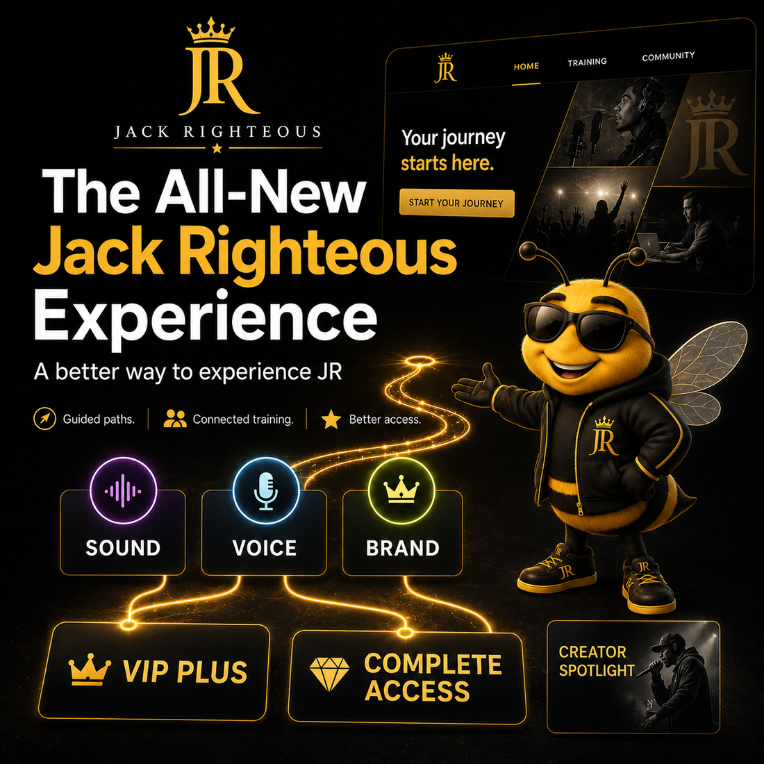 Bee Righteous guides visitors through Sound, Voice and Brand in the all-new Jack Righteous experience.
