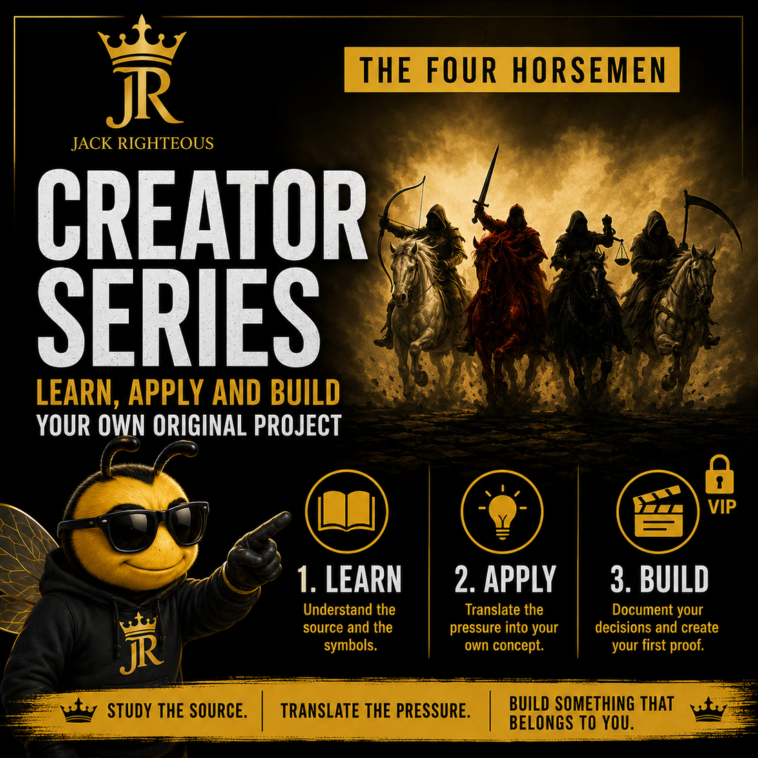 Bee Righteous presents the Four Horsemen Creator Series for learning, adapting and building an original project.