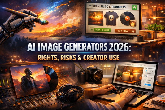 AI image generators 2026 cover showing creator workspace, music and product visuals, AI tools, JR logo, and JackRighteous.com branding
