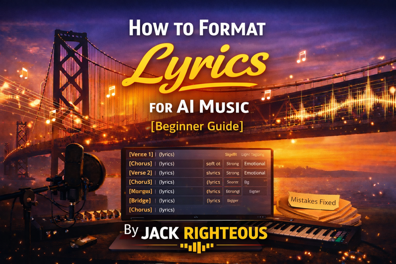 how to format lyrics for ai music, ai music lyric formatting, verse chorus bridge format, beginner songwriting structure