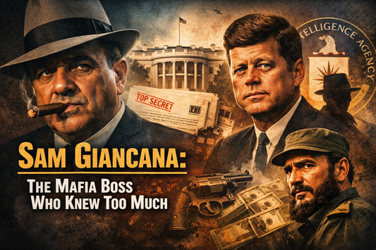 Sam Giancana and JFK investigation cover featuring Mafia, CIA links, and hidden motives behind the assassination
