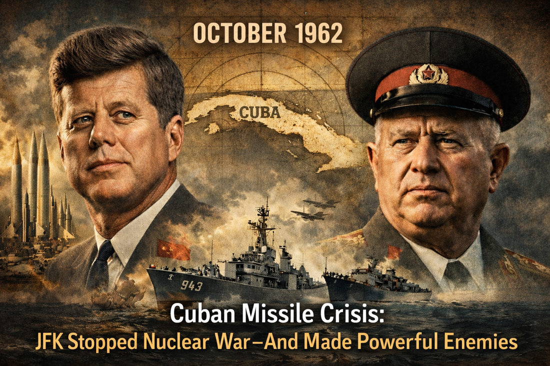 Cuban Missile Crisis cover: JFK vs Khrushchev, missiles in Cuba, nuclear brinkmanship and rising enemies
