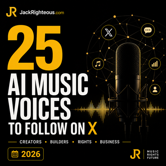 Jack Righteous guide to 25 AI music creators, builders, researchers, rights advocates and business experts to follow on X in 2026.