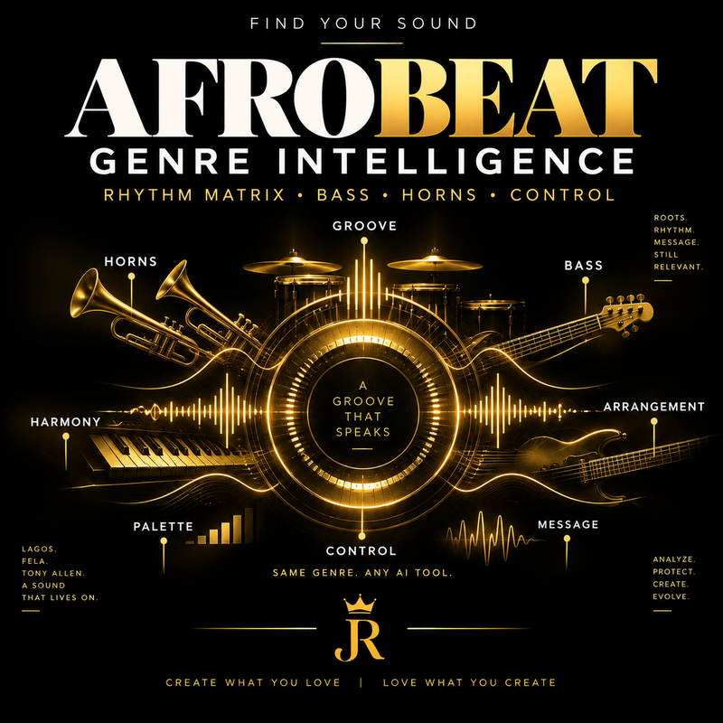 Afrobeat Genre Intelligence guide for AI music creators covering rhythm matrix, bass, horns and genre control