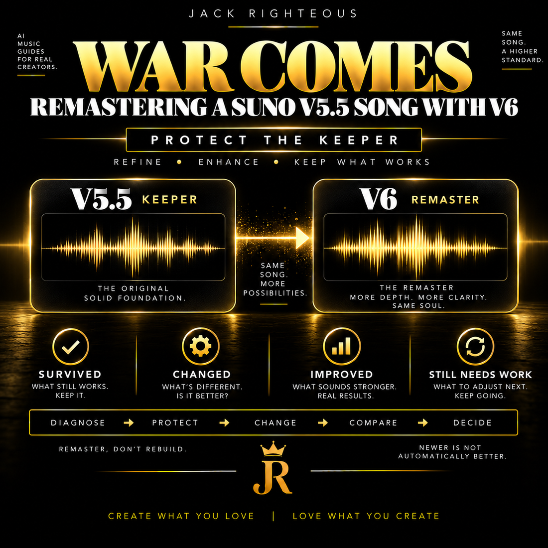 WAR COMES: Remastering a Suno V5.5 Song With V6