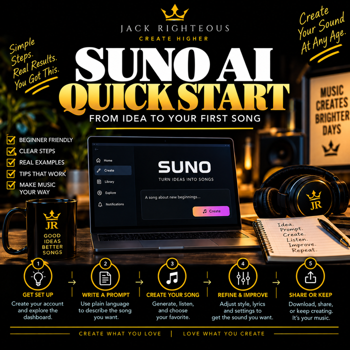 Suno V6 Quick Start: Make, Fix, Organize & Export Your First Keeper