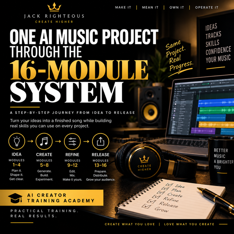 Cover image for One AI Music Project Through the 16-Module System