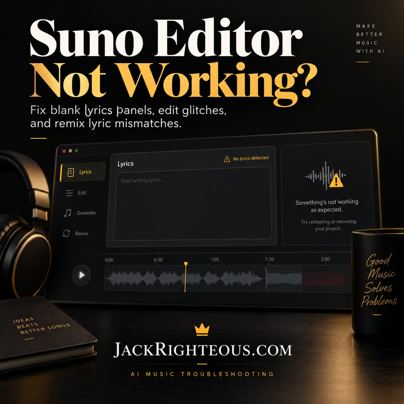 Suno Editor Not Working? Fix Lyrics Panel & Edit Glitches