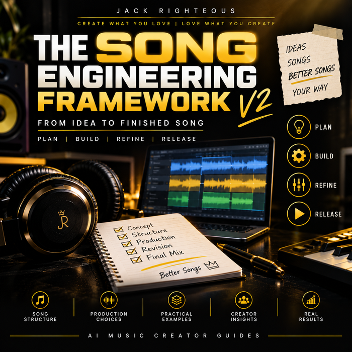 Jack Righteous Song Engineering Framework for AI music prompts, remixes, covers, preserve-change decisions and Suno V6 workflows.
