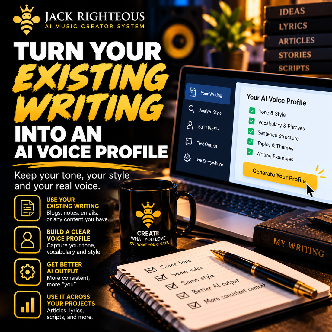 Build Your AI Writing Voice Profile From Writing You Already Have — JackRighteous.com article cover