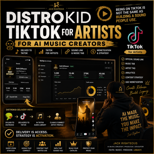 Promotional graphic for DistroKid TikTok for Artists with a person using a phone and text about TikTok for artists.