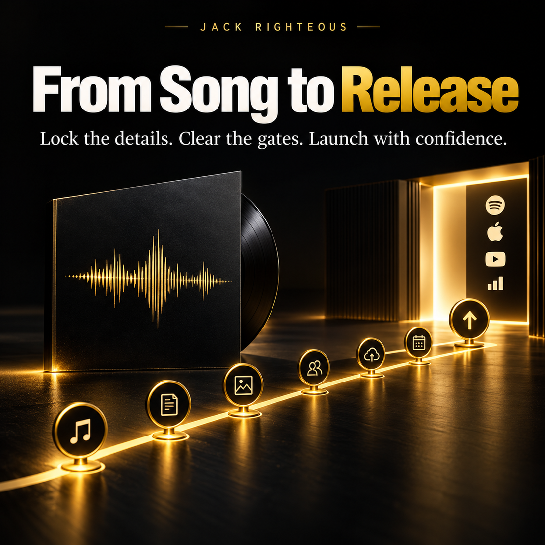 From song to release — 7-day AI music single release workflow cover for JackRighteous.com