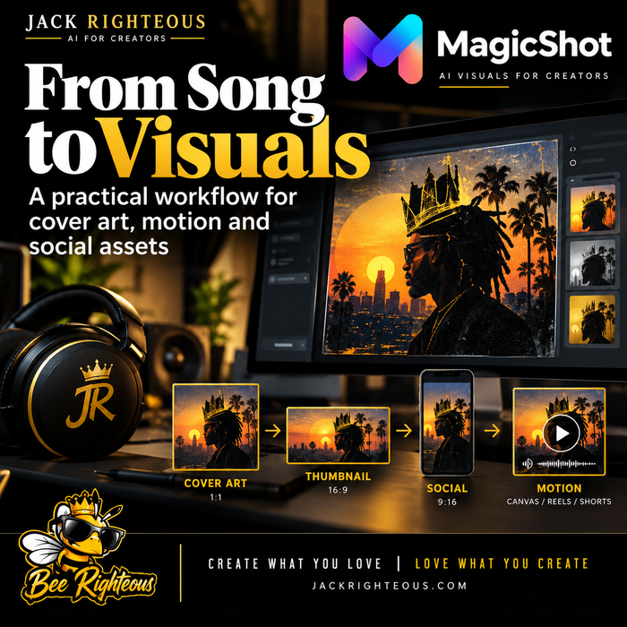 Jack Righteous MagicShot guide cover about making cover art, Spotify Canvas and music release visuals.