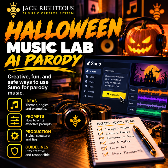 MAGA Halloween Music Lab: 6 AI Parody Directions for a Fictional Rally Soundtrack — JackRighteous.com article cover
