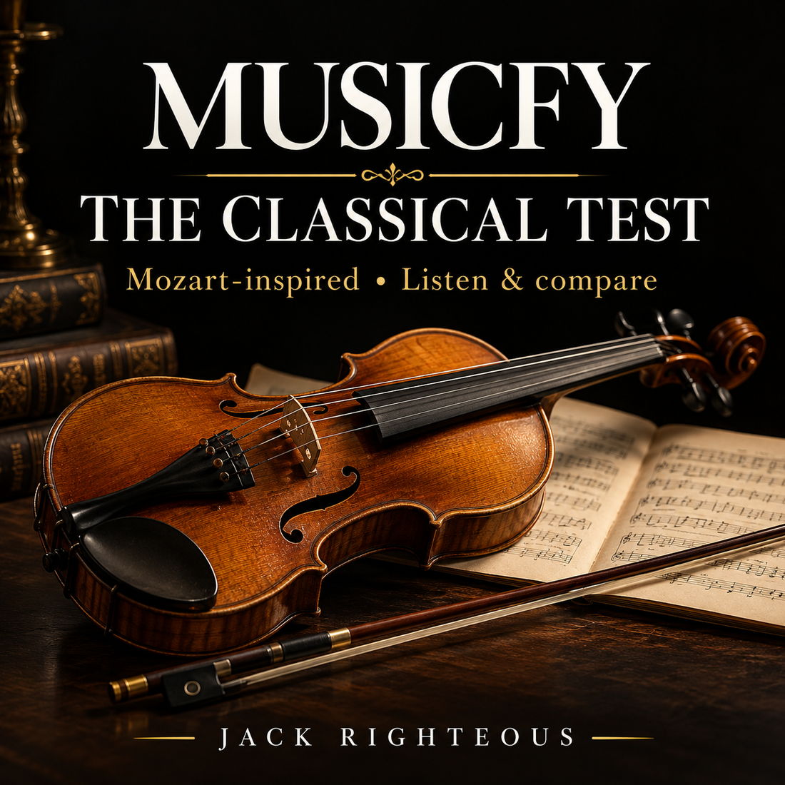 Musicfy: The Classical Test — Mozart-inspired listening experiment, with violin and orchestral score. Jack Righteous.