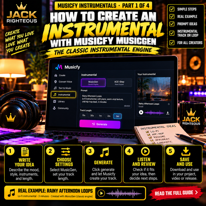 Jack Righteous Musicfy MusicGen tutorial cover for creating instrumentals.